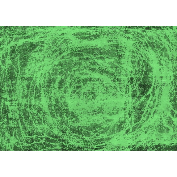 Ahgly Company Indoor Rectangle Abstract Emerald Green Modern Area Rugs, 2' x 5'