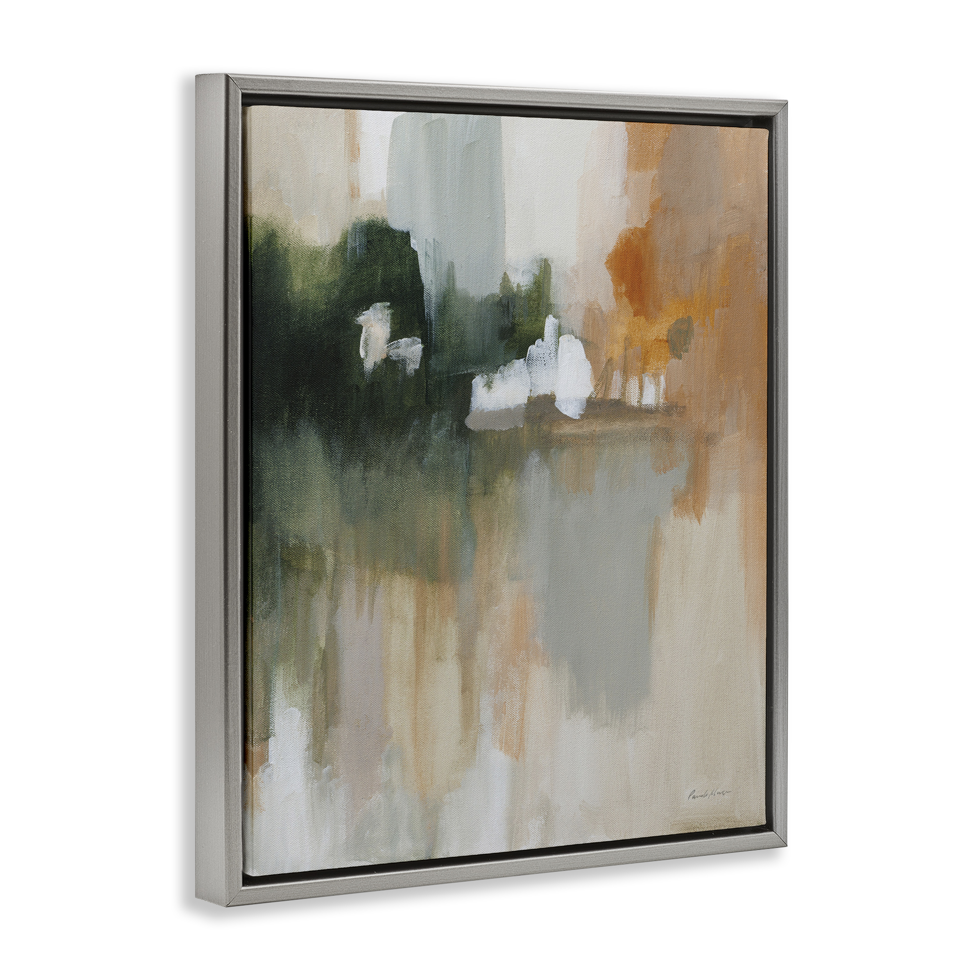 Stupell Industries Forest Secrets Abstraction Abstract Painting Gray Floater Framed Canvas Art Print Wall Art, 25 x 31