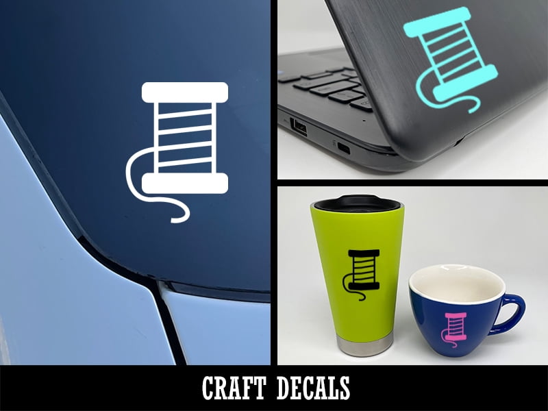 Spool of Thread Sewing Craft Vinyl Indoor Outdoor Decal Sticker - White ...