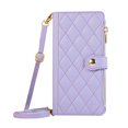 thumbnail image 5 of Wallet Case for Google Pixel 6a, Crossbody Shoulder Strap + Hand Wrist Stylish PU Leather Flip Folio Cover Stand Cards Holder Zipper Pocket RFID Blocking Phone Case for Google Pixel 6a, Purple, 5 of 8