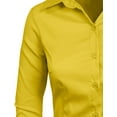 thumbnail image 4 of J. METHOD Women's Button Down Shirt 3/4 Sleeve Roll Up Stretch Collar Office Work Formal Casual Basic Blouse Top NEWT01 Yellow XL, 4 of 6