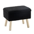 thumbnail image 2 of IVV Rectangular Storage Ottoman with Teddy Fleece Upholstery & Solid Wood Legs, Foot Stool Bench for Entryway or Bedroom, 15.7” x 11.8” x 12.9”, Black, 2 of 7