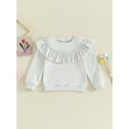 thumbnail image 2 of Bslissey Toddler Baby Girls Ruffle Sweatshirts Solid Color Crew Neck Hoodie Infant Long Sleeve Loose Pullovers Tops 9M 12M 18M 24M 3T 4T Kids Spring Fall Casual Clothes, 2 of 9