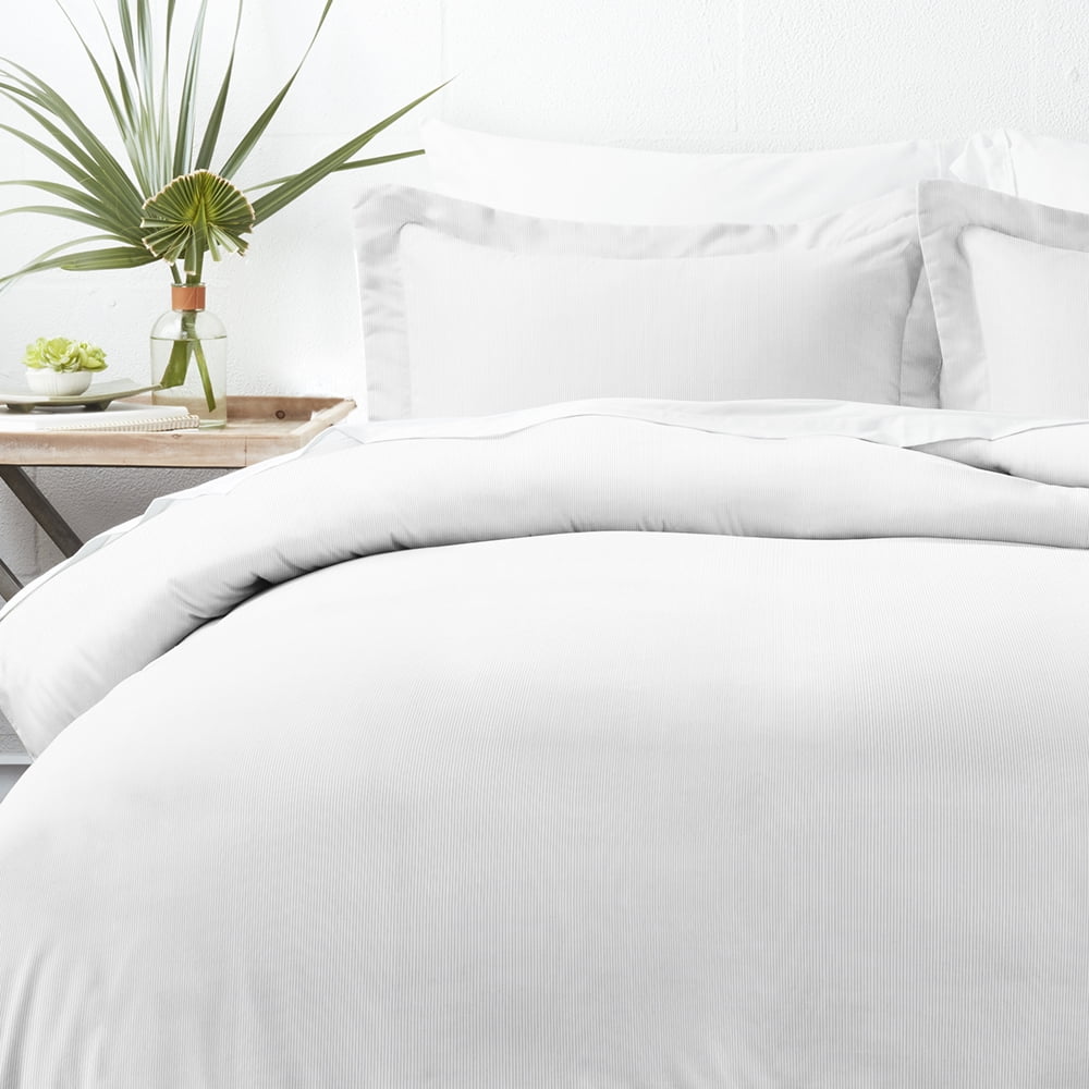 Noble Linens Light Gray PinStriped Pattern Duvet Set 2-Piece Duvet Cover Set, Twin/TwinXL
