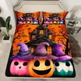 thumbnail image 2 of Manfei Happy Halloween Print Twin Sheet Sets for Kids, Pumpkin Lantern Twin Fitted Sheet, Witch Castle Flat Sheet, Lightweight Room Decor 3 Pieces, 2 of 7