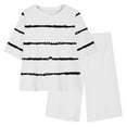 thumbnail image 4 of Spazoro Little & Big Girls Leisure Outfit Sets, Summer 2-Pieces Striped Crew Neck Short Sleeve Shirt and Shorts Sets White Size 5 T, 4 of 8