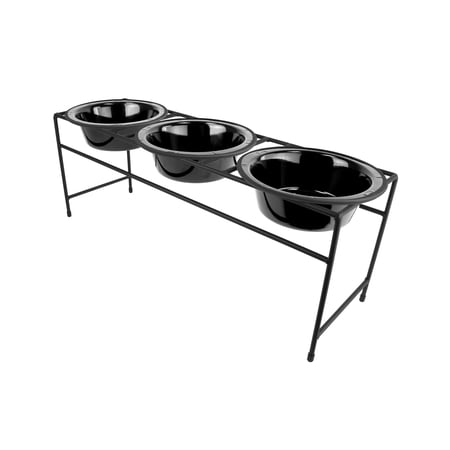 Platinum Pets Modern Triple Diner  Medium  Midnight Black