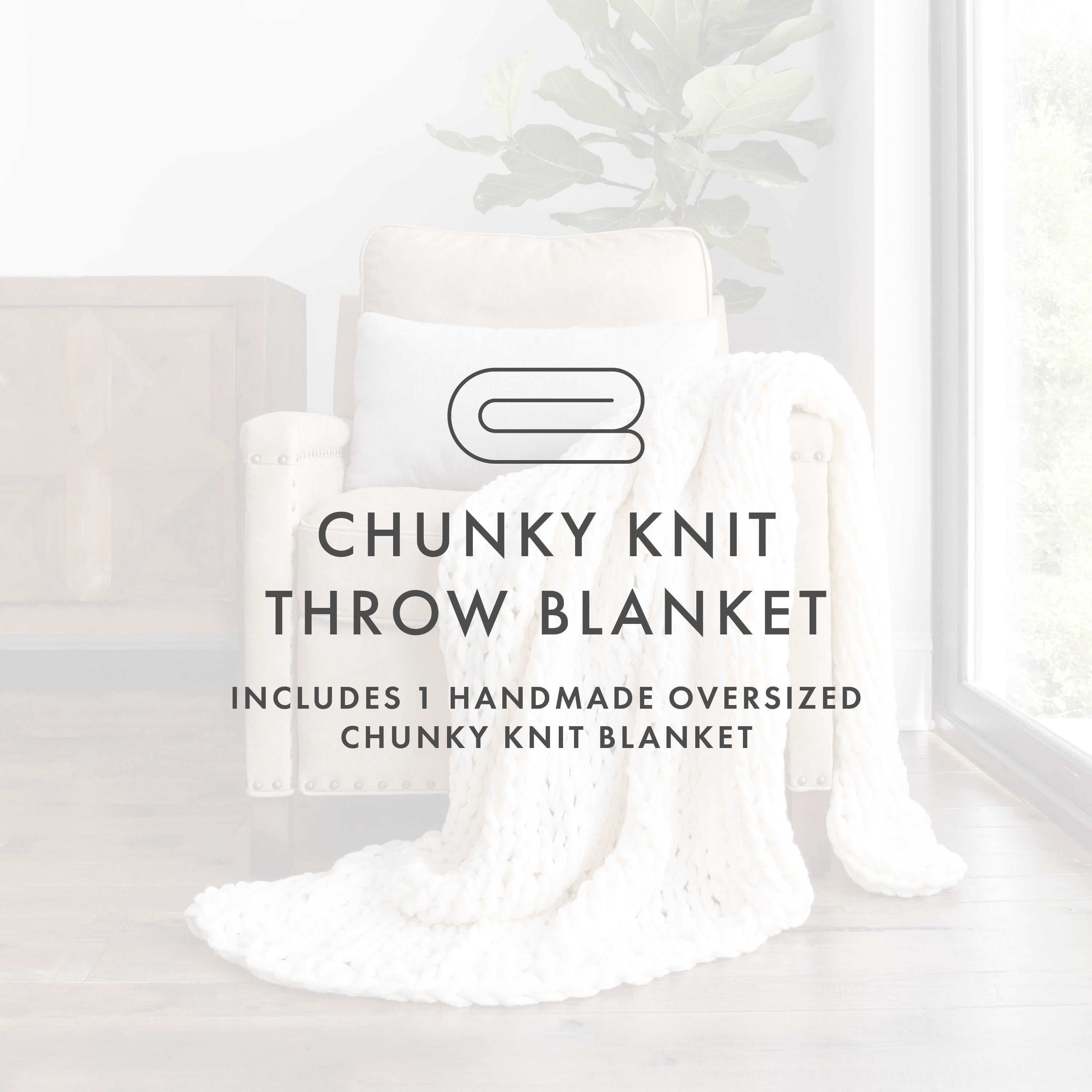 Ivory Chunky Knit Throw Blanket One Size by Noble Linens Walmart