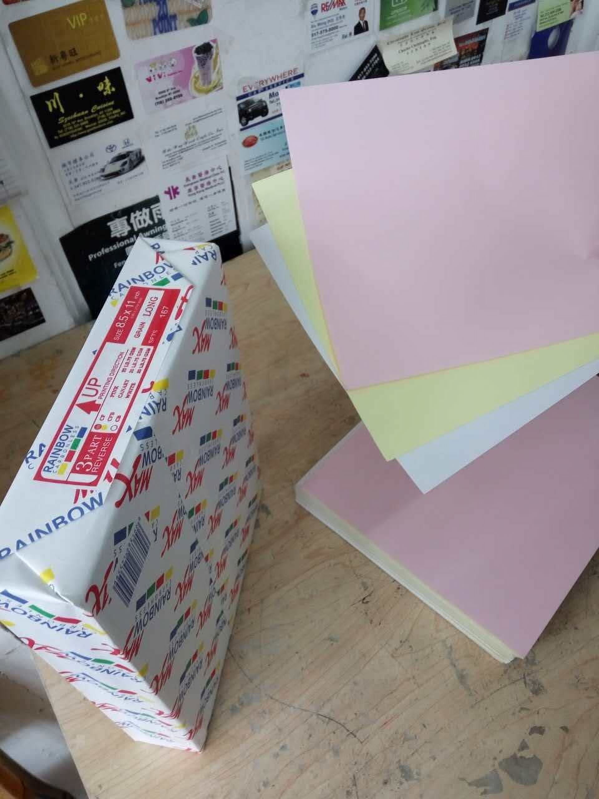 Rainbow Max NCR Carbonless Papers 3 Parts, Letter Size, White & Canary & Pink, for Laser & Inkjet Printer X 4 Reams 668 Sets
