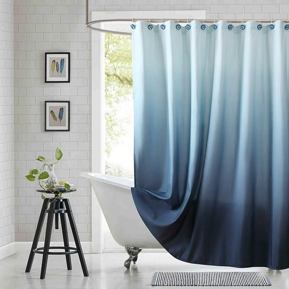 Extra Long Shower Curtain, Blue Ombre Fabric Shower Curtains for Bathroom, Modern Waterproof Bathroom Curtains 54"W x 78"L (Pack of 1)