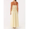 thumbnail image 5 of Yellow Strapless Ruched Drop Waist Maxi Dress Flowy A-Line Womens Evening Gown, 5 of 7