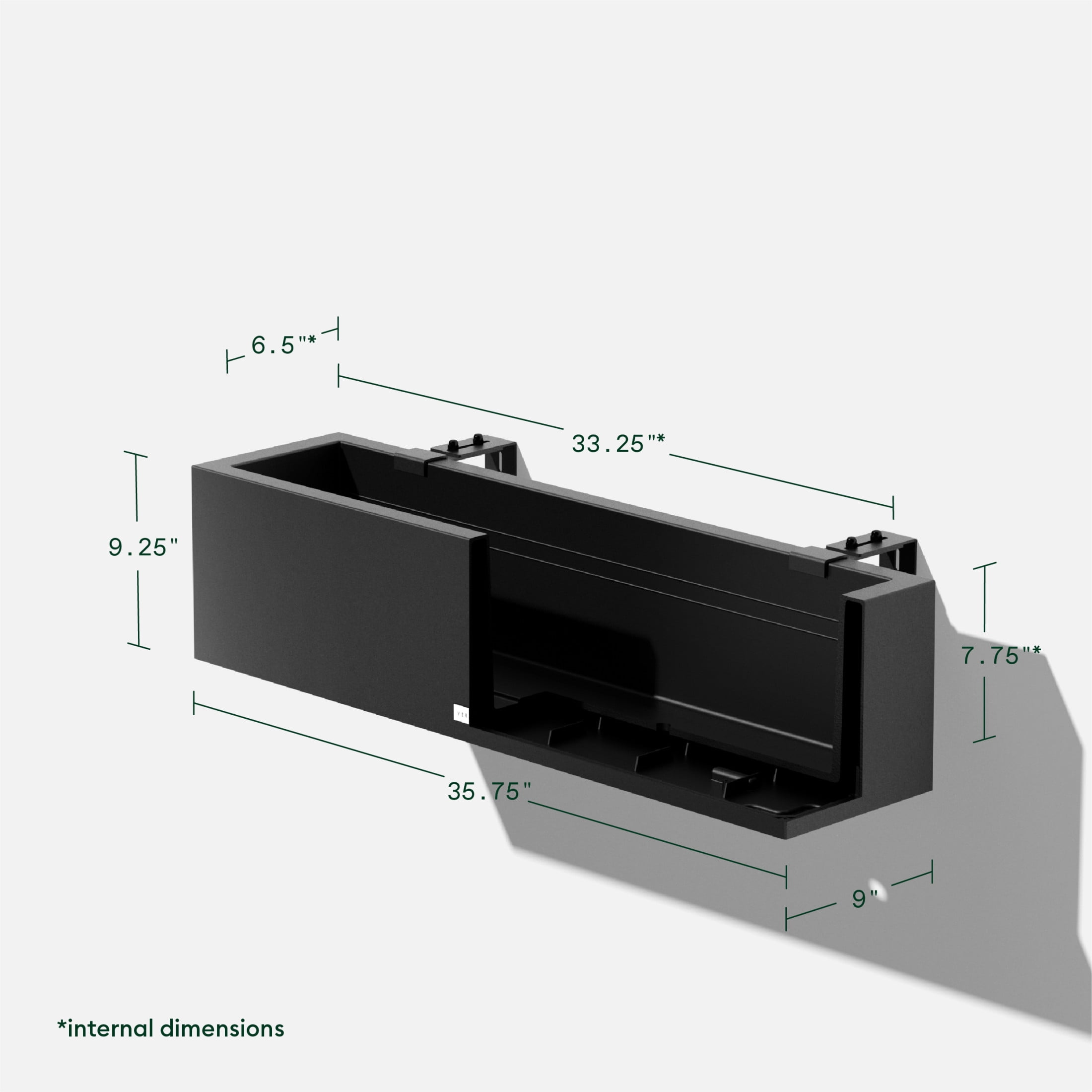 Veradek Block Series Trough 36" Plastic Planter w/ Bracket - Black
