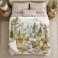 thumbnail image 5 of Woodland Stream Forest Animals Deer Fox Raccoon Owl, Peaceful Bird Art Scene, Warm Flannel Blanket for Living Room and Reading Nook, Bird Lovers Friendship Gift, Artistic Home Decor, 5 of 9