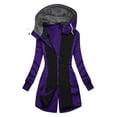 thumbnail image 2 of Babysbule Womens Coats Women Warm Hoodie Ring Decoration Zipper Patchwork Coat Jacket Long Outerwear, 2 of 3