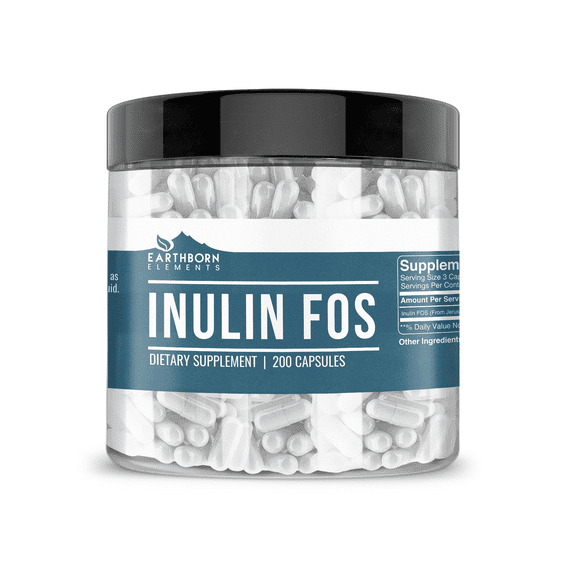 Earthborn Elements Inulin FOS 200 Capsules, Pure & Undiluted, No Additives