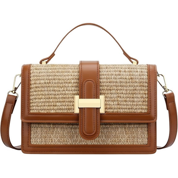 Straw Bags for Women - Top Handle Purses for Lady, Crossbody Handbags with Adjustable Shoulder Strap