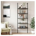 thumbnail image 2 of LXKJ 5-Tier Bookshelf Wall Mount Ladder Bookcase Industrial Standing Corner Bookshelf with Wood Board and Metal Frame, Modern Tall Narrow Storage Organizer for Home Office (Black, 1 piece), 2 of 7