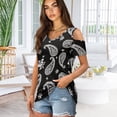 thumbnail image 3 of POLERO Women's Cut Out Cold Shoulder Tops, Boho Floral Print Summer Tees, Short Sleeve Sexy Shirts Vacation Hawaii Tunic for Travel Shopping Soft Lightweight L, 3 of 6