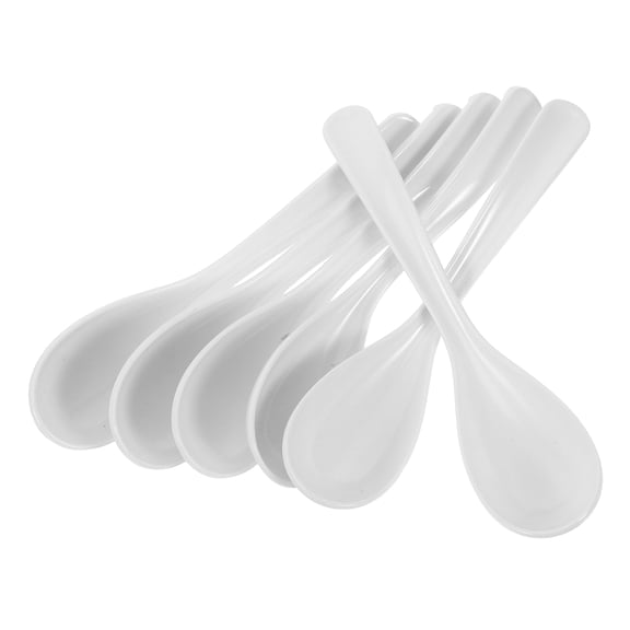 LOLIPPYY White Plastic Soup Spoons Set for Asian Cuisine HeatResistant Utility Spoons for Home Use 4pcs