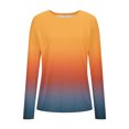 thumbnail image 4 of Sevevn Women's Elastic Casual Crew Neck Gradient Ribbed Knit Long Sleeve Tunic Dressy Tops Blouses Orange XL, 4 of 8