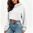 thumbnail image 4 of cocolona Womens Cropped Pullover Hoodies Casual Long Sleeve Solid Color Sweatshirts Fall Fashion Outfits with Pockets, 4 of 7