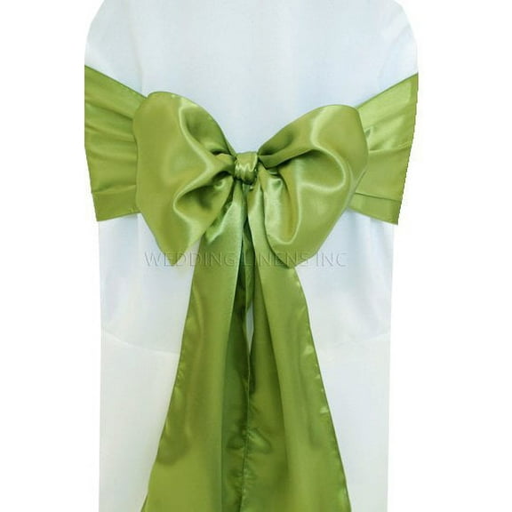 Wedding Linens Inc. (10pcs) 8" x 108" Satin Chair Sashes Chair Sash Bow ties for Wedding Party Catering Banquet Decoration Events - Moss Green