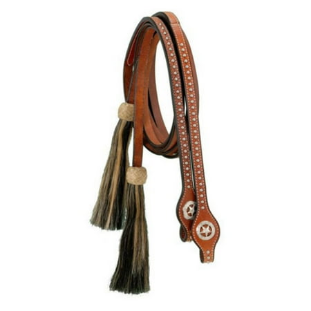 Royal King Split Reins with Silver Dots Star Conchos and Horsehair Tassels