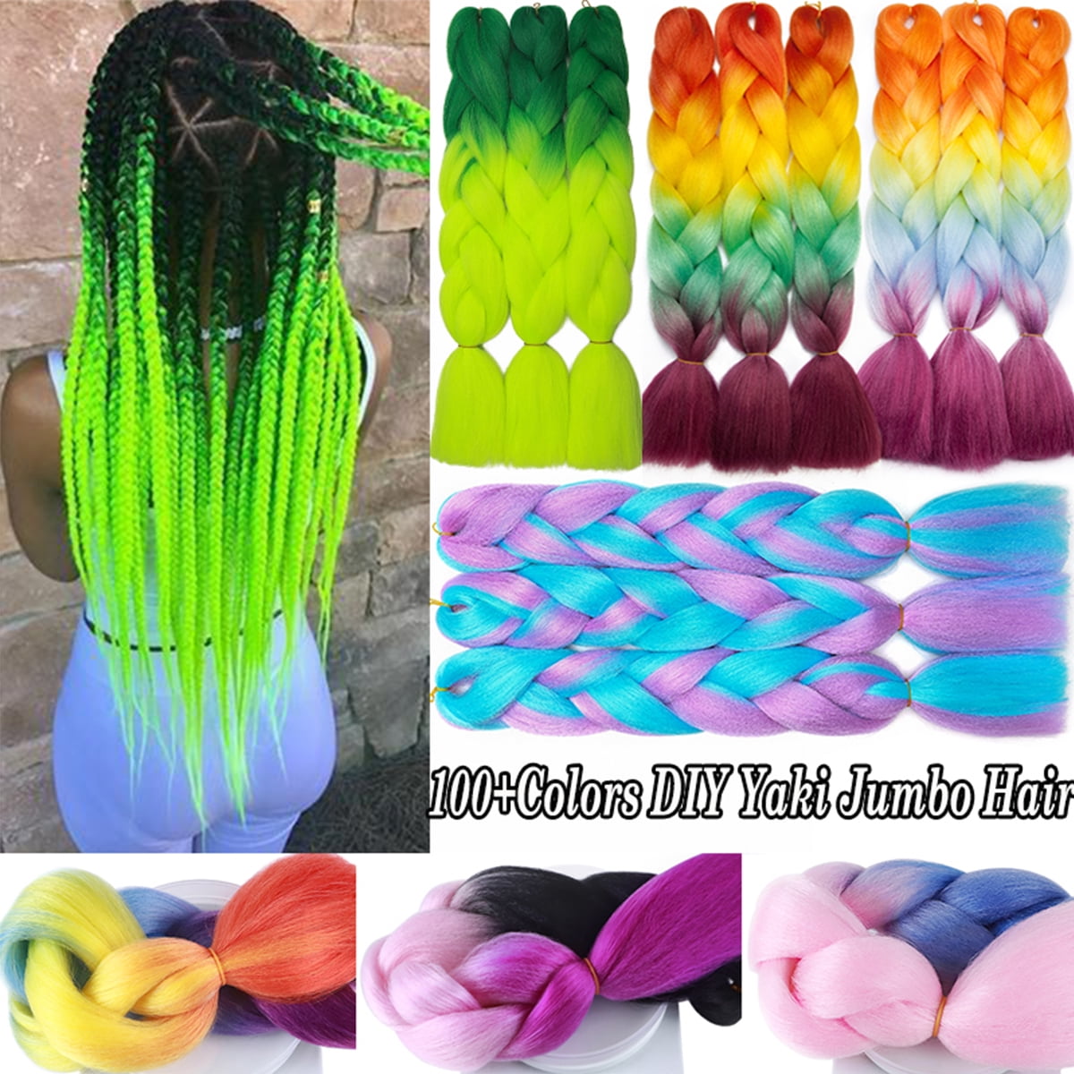 Benehair 3Packs Jumbo Braiding Hair Extensions Real Afro Box Braids Crochet  Twist Braid Ponytail 24 Dark Green 