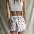 thumbnail image 4 of Womens Shorts 2025 Summer Cute Soft Plaid Print Button Front Pajama Bottoms Sleepwear Baggy Dressy Casual Womens Jorts S-XL, 4 of 5