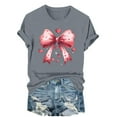 thumbnail image 2 of YTCAMLO Valentine's Day Shirts for Women Casual Basic Short Sleeve T Shirts Pink Bowknot Tunic Tops Cute Graphic Tees Spring Clothes, Gray5 XXL, 2 of 6