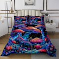 thumbnail image 1 of Erosebridal Galaxy Plant Coverlet Set King, Neon Red Mushroom Bedding Set, Jungle Botanical Decor, 1 of 5