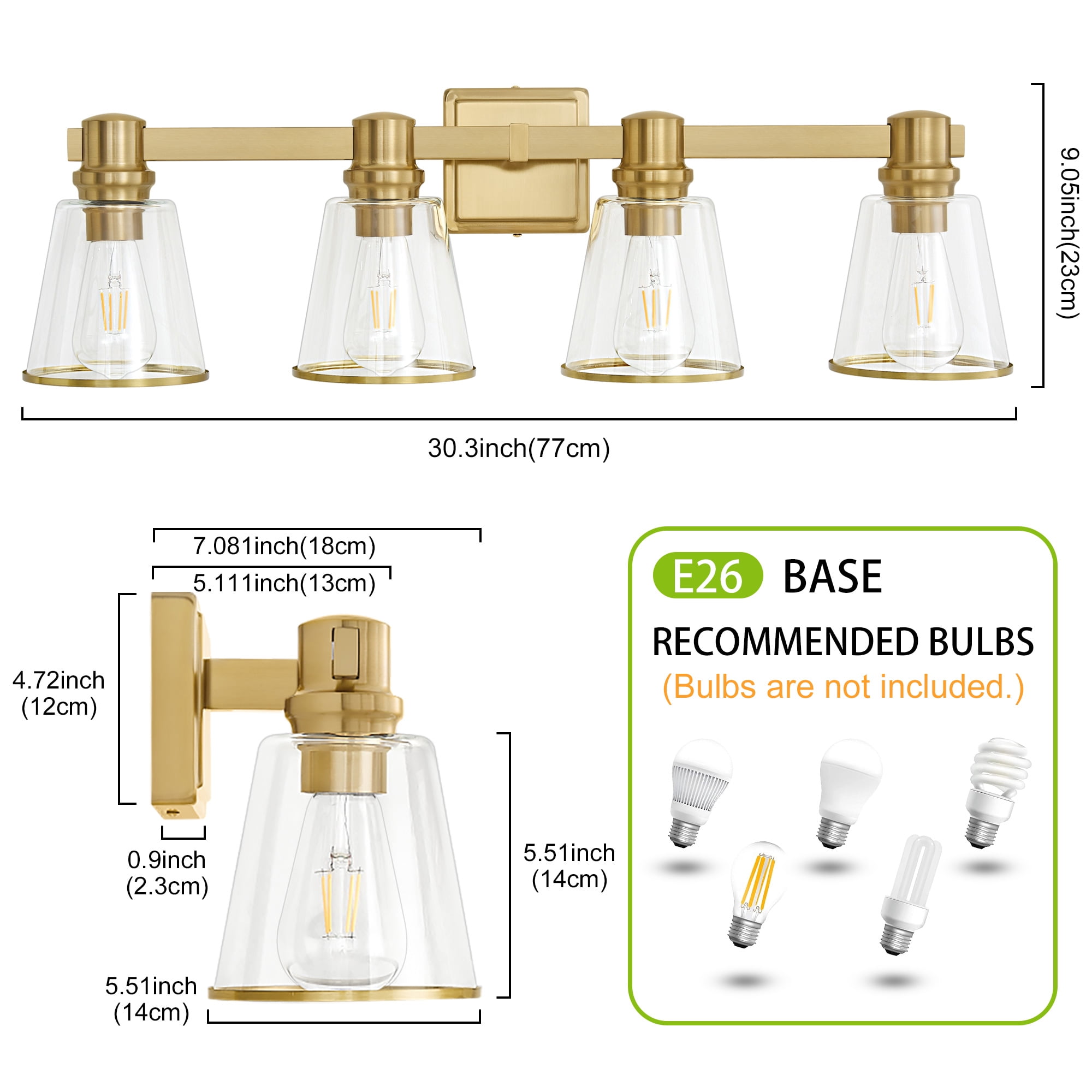 Vanity Lights Gold Bathroom Light Fixtures Over Mirror, 4 Light Vanity Lighting Fixtures4