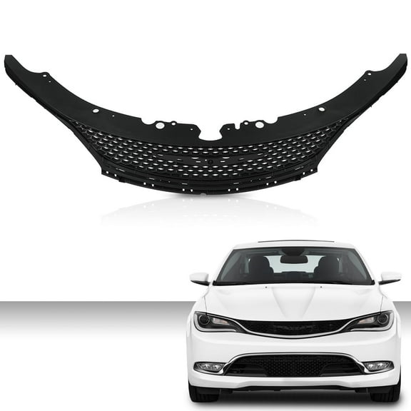 PIT66 Front Bumper Upper Grille Grill Black Fit For 2015-2017 Chrysler 200  68103934AC, CH1200385