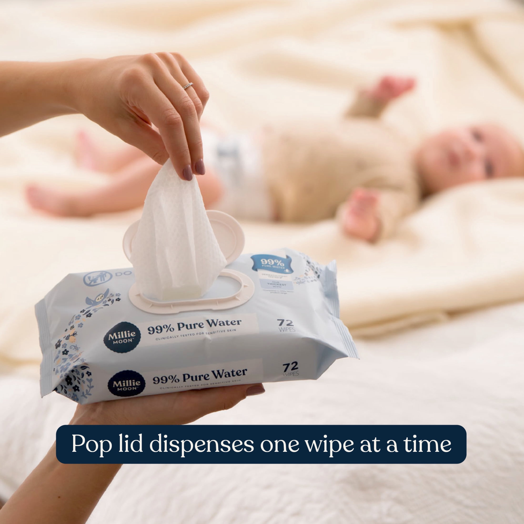 Millie Moon 99% Pure Water Baby Wipes, 576 Count (Select for More Options)