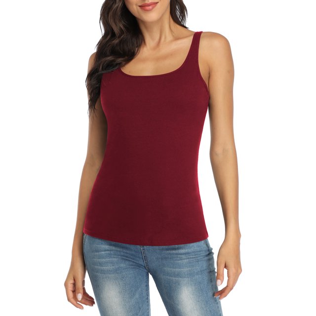 Débardeur pour Femme avec Soutien-Gorge Intégré, Camisole à Larges Bretelles Ajustables, Tricot de Coton