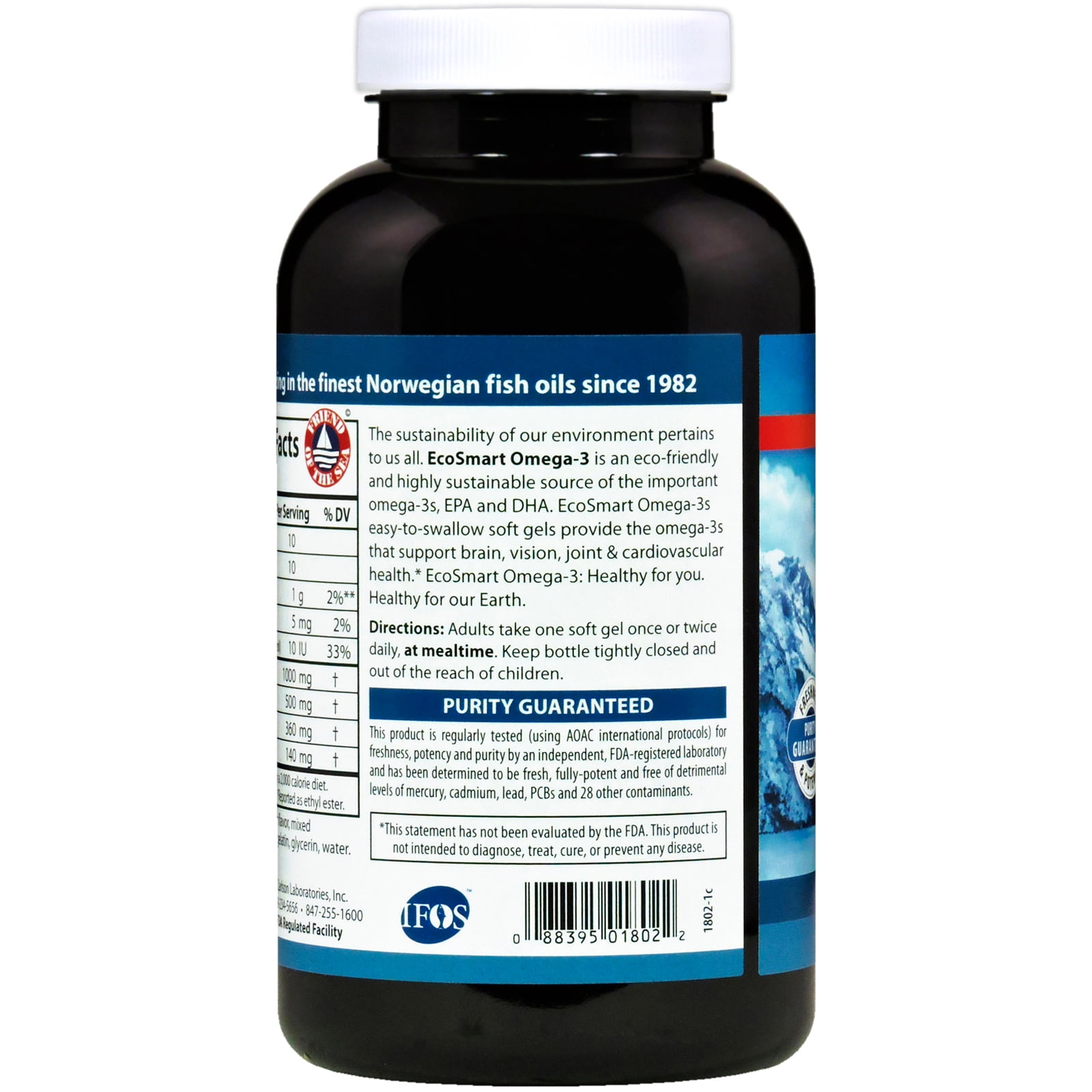 Carlson Labs - Norwegian EcoSmart Omega-3 Lemon Flavored 500 mg. - 180 Softgels Formerly CalaOmega High DHA Omega-3 From Calamari 1000 mg.
