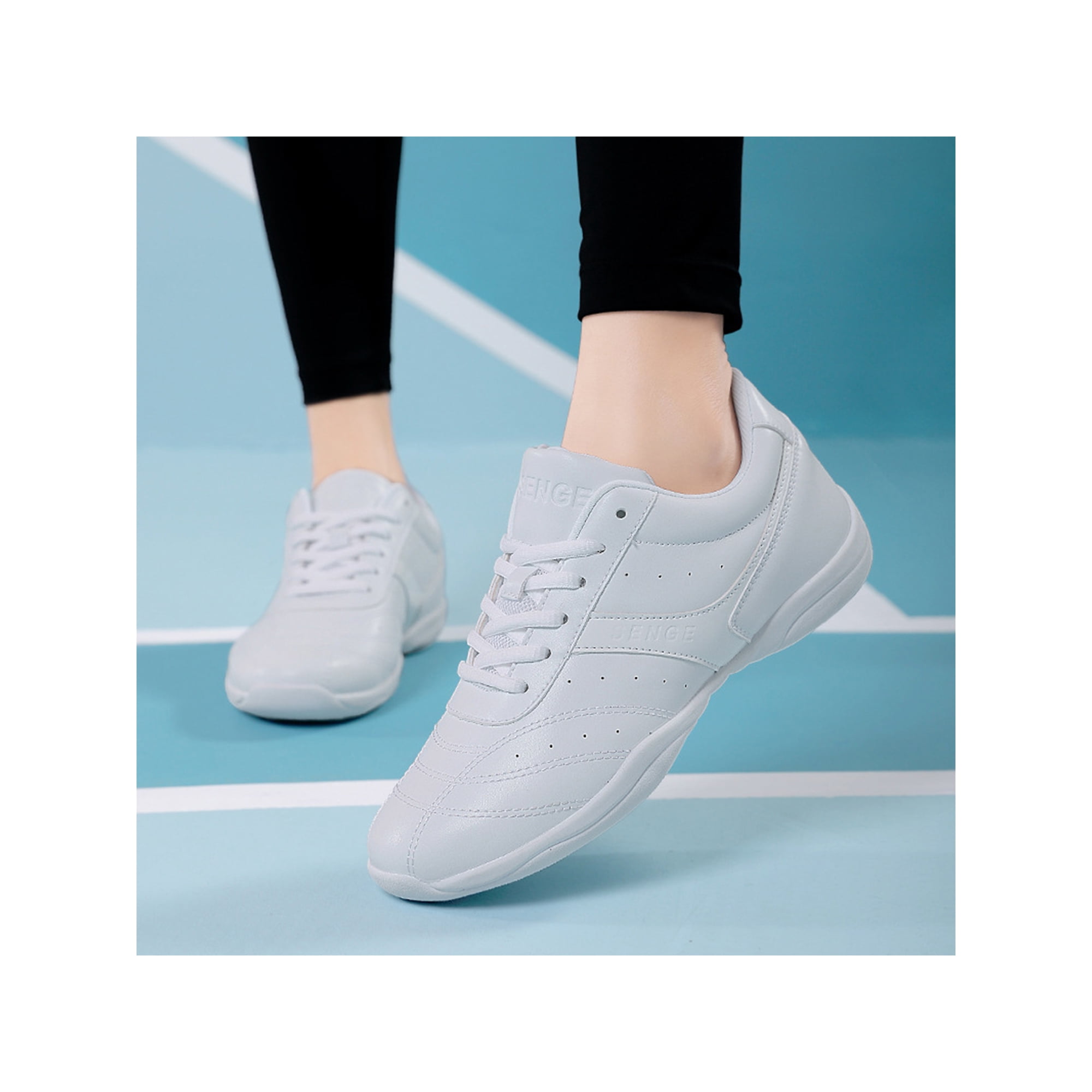 UKAP Girls Lightweight Round Toe Cheer Shoes Women Tennis Non Slip Sneakers Comfortable White Cheerleading Shoe White 10 Walmart