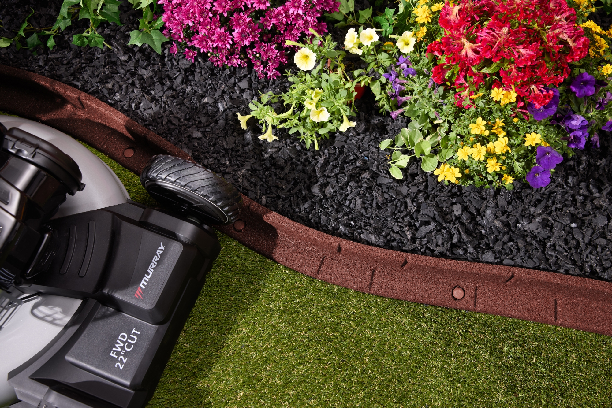 GroundSmart Roman Brick Landscape Edging, 4' Red Rubber Garden Edging Border, 6 pack