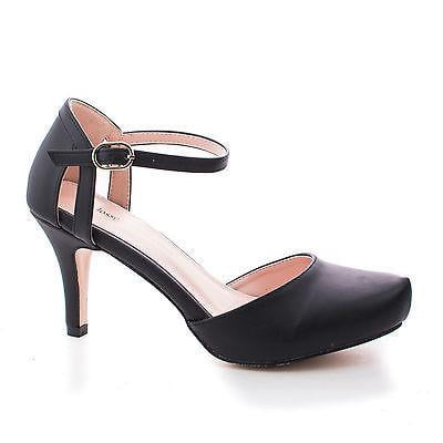 Ankle Cuff Pumps - Calvin4 by Blossom Comfort, Almond Toe D'orsay Ankle Cuff Extra Insole Comfort Dress Pumps