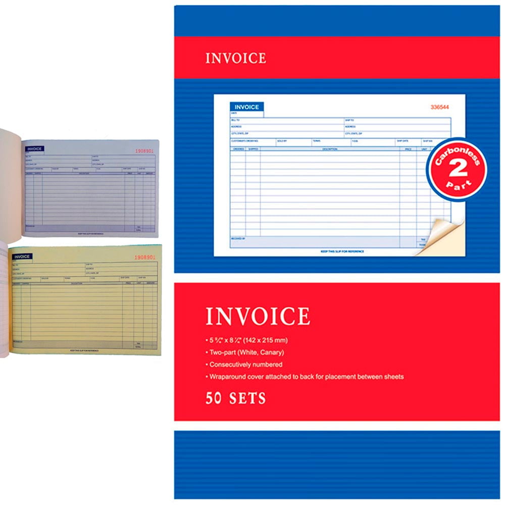 12 Full Size Triplicate Invoice Duplicate Reciept Book Numbered Page Carbon 1-50 