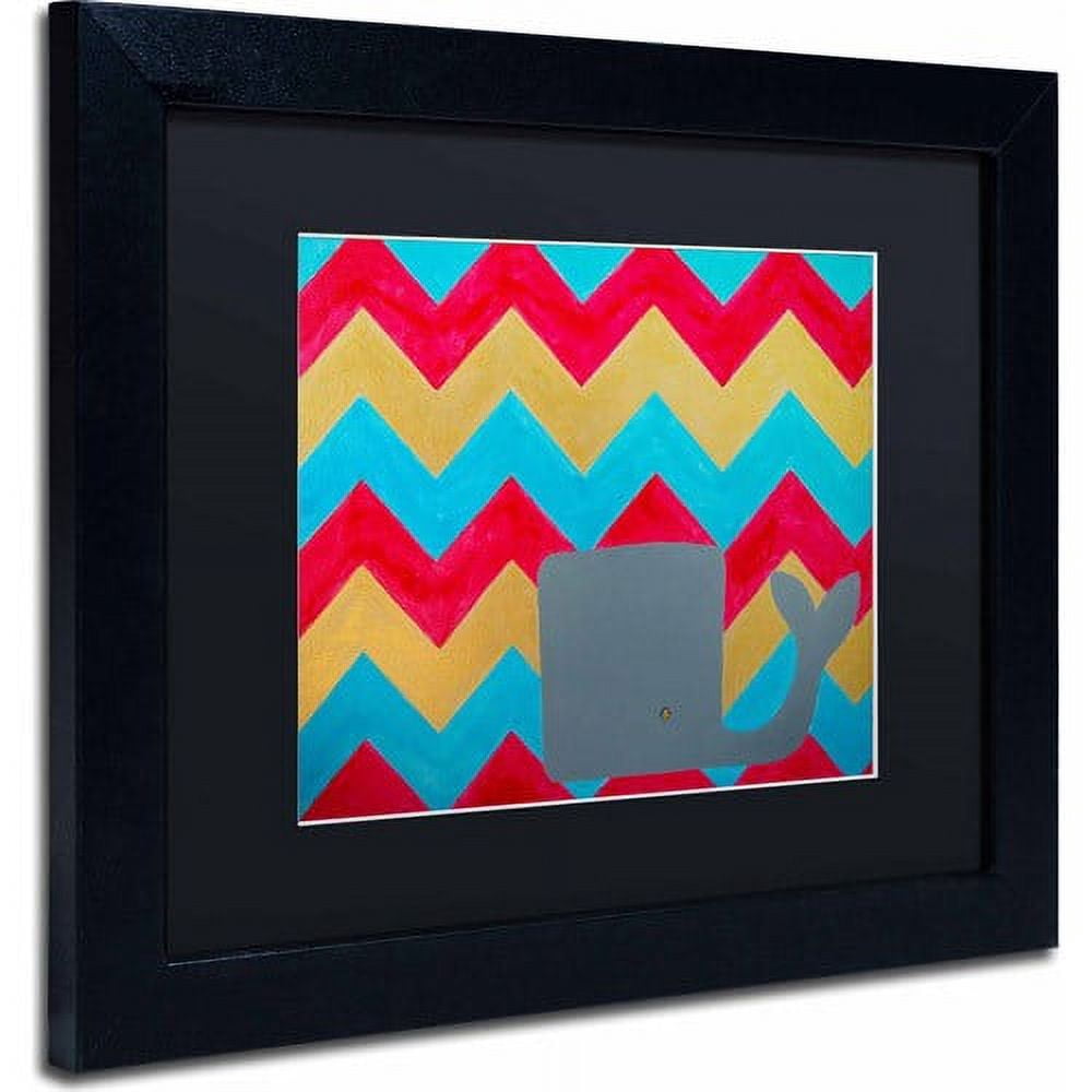 Trademark Fine Art "Pink and Gold Whale Chevron" Canvas Art by Nicole Dietz, Black Matte, Black Frame