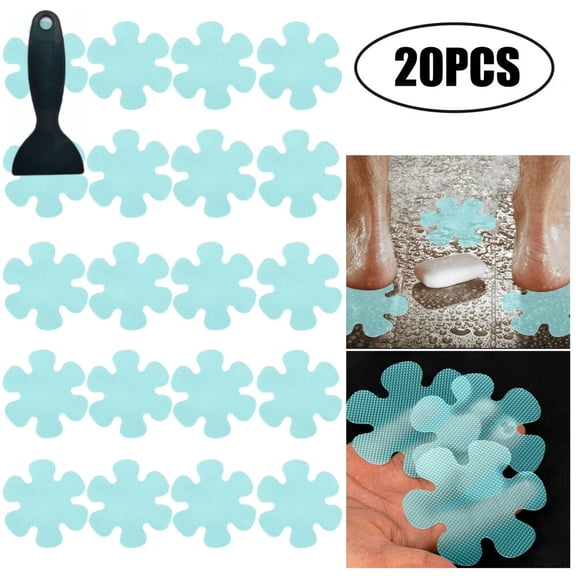 20pcs Bathtub Stickers Non-Slip, Shower Safety Treads Adhesive Appliques with Scraper