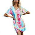 thumbnail image 5 of Sakmal Pink Summer Dresses for Women Long Shift T Shirt Knot Front Dress Tie Dye Dresses for Women, 5 of 5