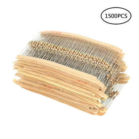 75 Ohm Terminating Resistor 1500pcs 75 Values 1 ohm to 10M ohm 1/4W 5% Carbon Film Resistors Assortment Kit Electronic Components ()