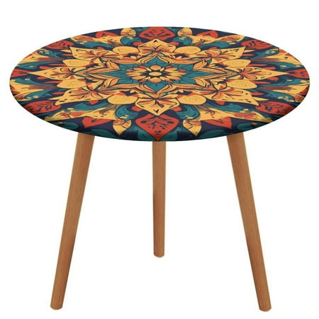 

Bohemian Mandala (4) Tablecloth Round Elastic Fitted Waterproof Table Cover Cloth for Dining Room Indoor Outdoor Decor