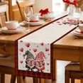 thumbnail image 4 of Valentine's Day Cotton Linen Table Runner for Dining Kitchen, Love Gnomes Bow Red and Black Plaid Beige Wedding Outdoor Party Tablerunners, Dresser Scarf Coffee Tablecloth Runners 13x48 Inches, 4 of 8