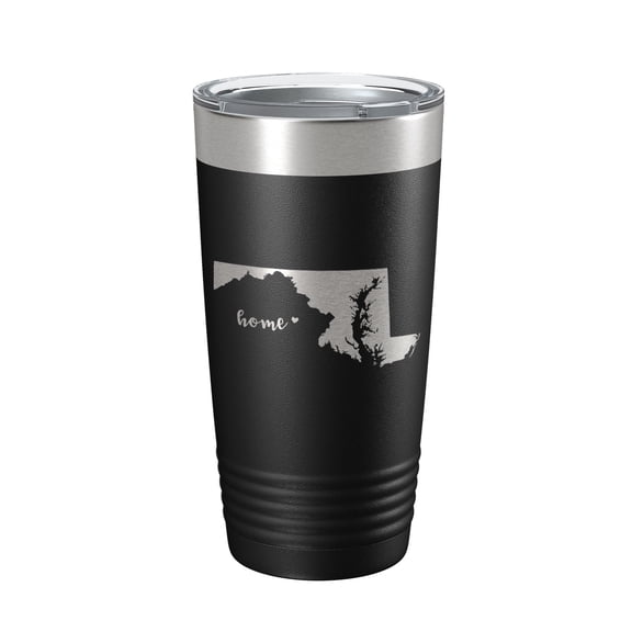 Maryland Tumbler Home State Travel Mug Insulated Laser Engraved Map Coffee Cup 20 oz Black