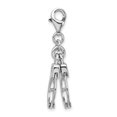 thumbnail image 2 of 925 Sterling Silver RH 3-D Polished Movable Hand Cuffs With Lobster Clasp Charm Pendant; for Adults and Teens; for Women and Men, 2 of 4
