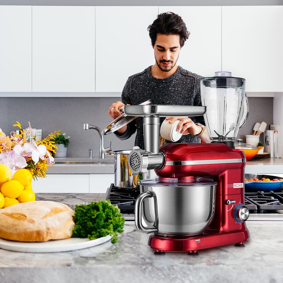 VIVOHOME 650W Multifunctional 6Speed TiltHead Meat Grinder Juice