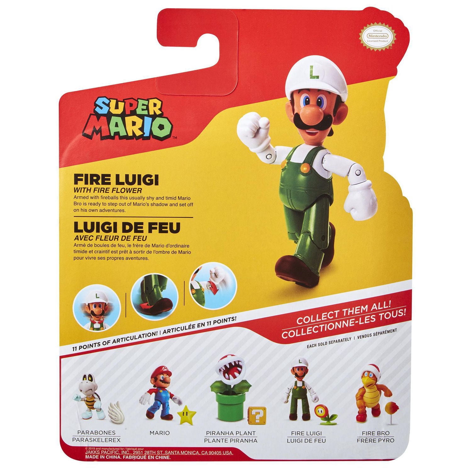 4po figurine Nintendo - Luigi Feu avec Fleur de Feu